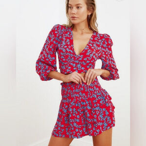 TRENDYOL Red Co-Ord Set top and mini skirt size small 2 pieces